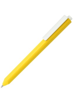 Ручка шариковая Corner, желтая с белым