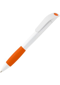Ручка шариковая Grip, белая с оранжевым