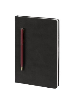 Блокнот Magnet Gold с ручкой, черно-бордовый