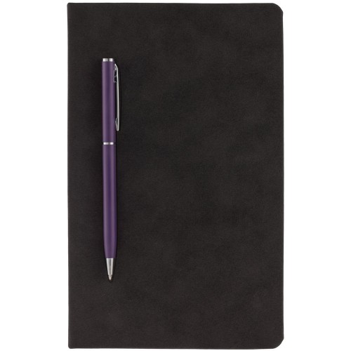 Блокнот Magnet Chrome с ручкой, черно-фиолетовый