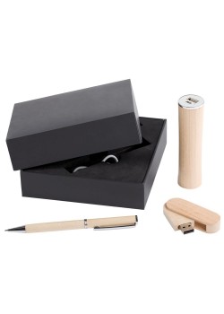 Набор Wood: аккумулятор, флешка и ручка