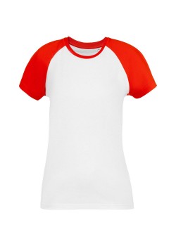 Футболка женская T-bolka Bicolor Lady, белая с красным