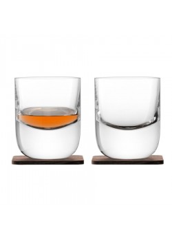 Набор стаканов Renfrew Whisky с деревянными подставками
