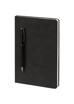 Блокнот Magnet Gold с ручкой, черный