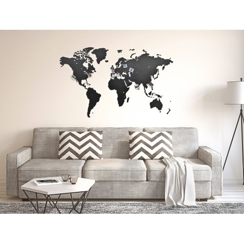 Деревянная карта мира World Map Wall Decoration Medium, черная