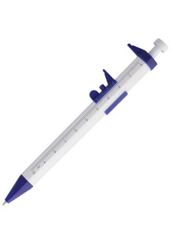 Ручка шариковая «Штангенциркуль», белая с синим