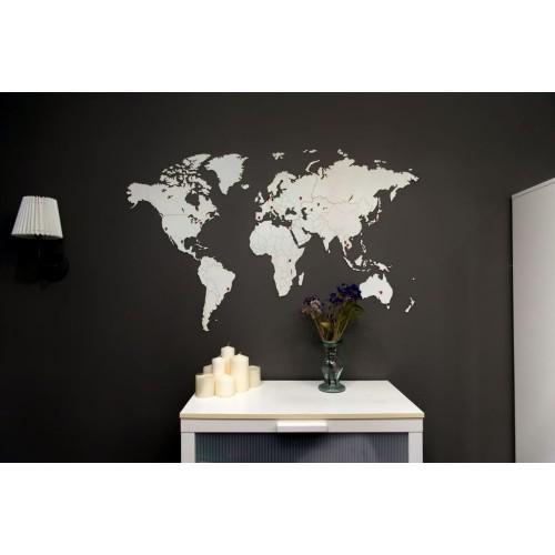 Деревянная карта мира World Map Wall Decoration Medium, белая