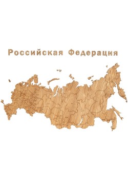 Деревянная карта России с названиями городов, дуб