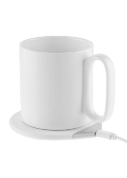 Кружка с подогревом и беспроводной зарядкой dualBase, белая