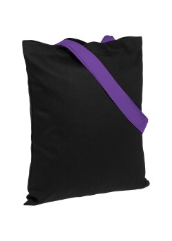 Холщовая сумка BrighTone, черная с фиолетовыми ручками