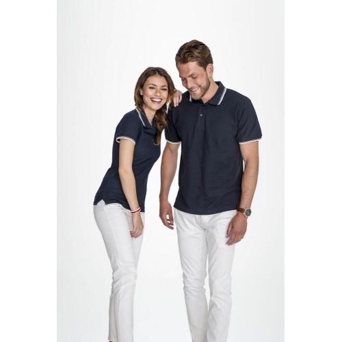 Рубашка поло мужская с контрастной отделкой PRACTICE 270, темно-синий/белый