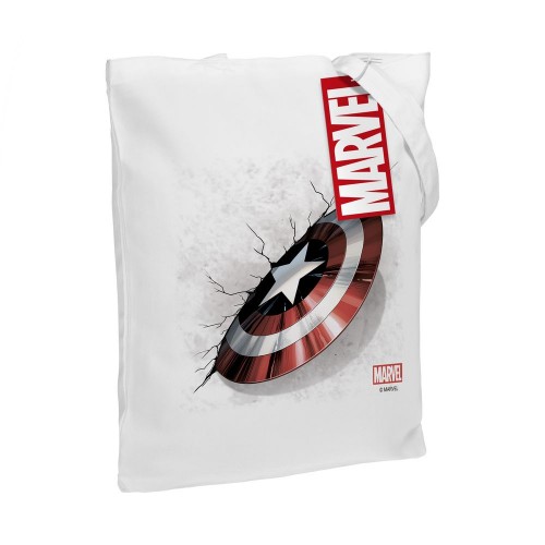 Холщовая сумка «Щит Капитана Америки», белая