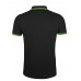 Рубашка поло мужская PASADENA MEN 200 с контрастной отделкой, черная с зеленым