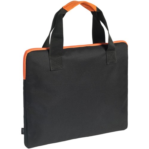Конференц-сумка Unit Сontour, черная с оранжевой отделкой