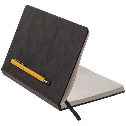 Блокнот Magnet Chrome с ручкой, черно-желтый