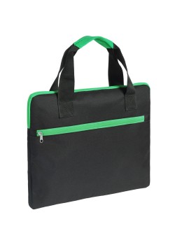 Конференц-сумка Unit Сontour, черная с зеленой отделкой