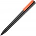 Ручка шариковая Split Black Neon, черная с неоново-красным (коралловым)