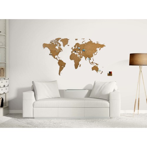 Деревянная карта мира World Map Wall Decoration Medium, коричневая