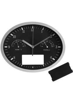 Часы настенные INSERT3 с термометром и гигрометром, черные