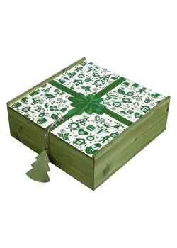 Коробка деревянная, зеленая