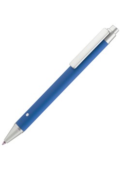 Ручка шариковая Button Up, синяя с серебристым