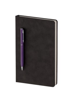 Блокнот Magnet Chrome с ручкой, черно-фиолетовый