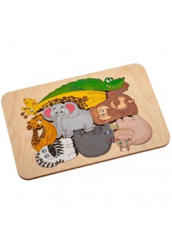 Пазл-раскраска Wood Games, африканские животные