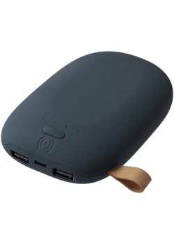 Аккумулятор с беспроводной зарядкой Pebble Wireless 9000 мАч, серо-синий