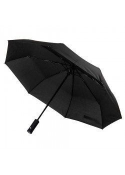 Зонт складной PRESTON с ручкой-фонариком, полуавтомат, черный