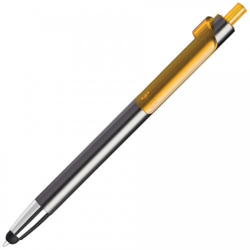 Ручка шариковая со стилусом PIANO TOUCH, графит, желтый