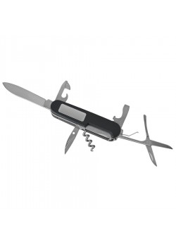 Нож многофункциональный 'УРОВЕНЬ'  (11 функций),  фонарь (2 LED)  в подарочной упаковке, черный