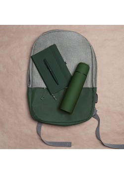 Набор подарочный HIKER: ежедневник, ручка, термос, рюкзак, зеленый