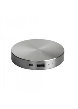 Универсальный аккумулятор 'UFO' (6000mAh) в подарочной коробке,темно-серый,8,6х1,5 см,металл, серебристый
