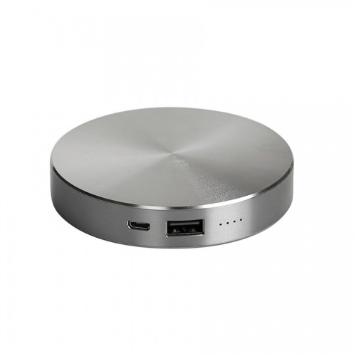 Универсальный аккумулятор 'UFO' (6000mAh) в подарочной коробке,темно-серый,8,6х1,5 см,металл, серебристый