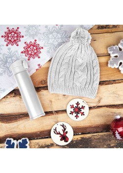 Подарочный набор WINTER TALE: шапка, термос, новогодние украшения, белый