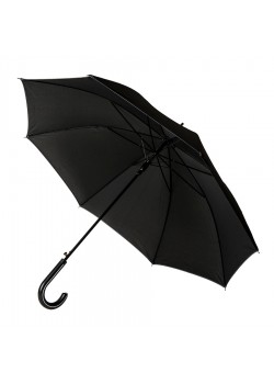 Зонт-трость OXFORD, ручка из искусственной кожи, полуавтомат, черный