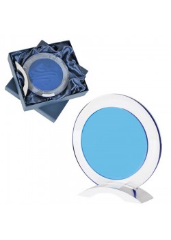Стела наградная 'Round' в подарочной упаковке, прозрачный, синий