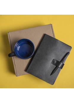 Набор подарочный DYNAMIC: кружка, ежедневник, ручка,  стружка, коробка, черный/синий, черный, синий