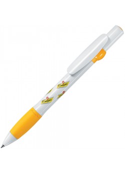 ALLEGRA, ручка шариковая, желтый/белый, пластик, белый, желтый