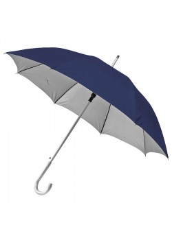 Зонт-трость SILVER, пластиковая ручка, полуавтомат, темно-синий, серебристый