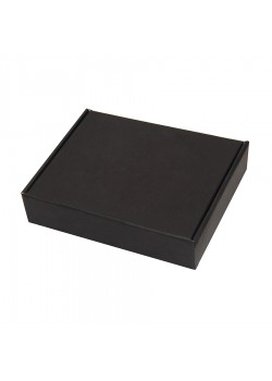 Коробка подарочная, внешний размер 18,5х14,5х3,8см, картон, самосборная, черная, черный