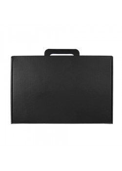 Коробка с ручкой подарочная, размер 37x25 x10 см,24x 36x 10 см, картон, самосборная, черная, черный