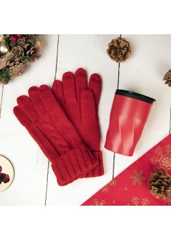 Подарочный набор LET IT JOY: перчатки сенсорные, термокружка, красный