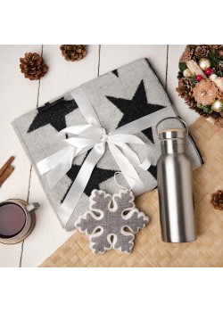 Подарочный набор STARNIGHT: шарф, бутылка для воды, украшение новогоднее, серый
