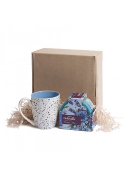 Набор подарочный BREEZE: кружка, чай, стружка, коробка, голубой