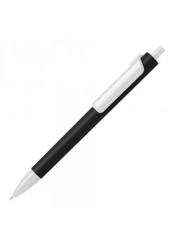 Ручка шариковая FORTE SOFT BLACK, покрытие soft touch, черный, белый