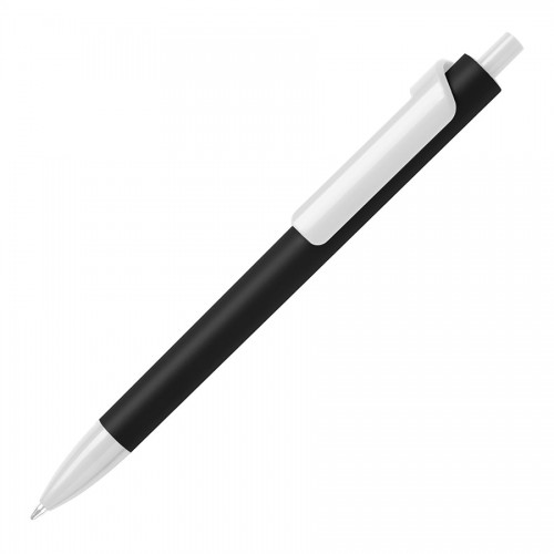 Ручка шариковая FORTE SOFT BLACK, покрытие soft touch, черный, белый