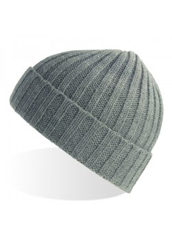 Шапка вязаная SHORE с отворотом из материала rPET/рециклированного полиэстера, светло-серый меланж