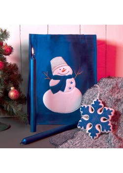 Набор подарочный NEWSPIRIT: сумка, свечи, плед, украшение, синий