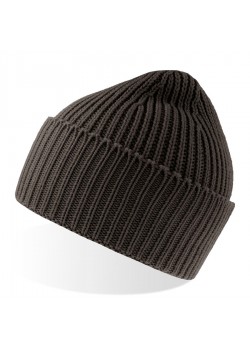 Шапка OAK рельефной вязки, с отворотом, из пряжи Polylana®, темно-серый меланж
